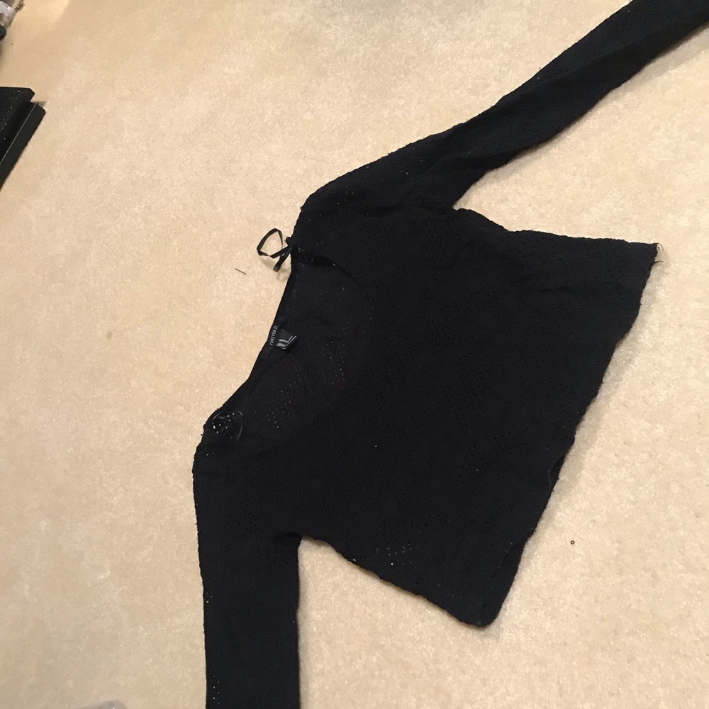 All black knit lace type crop top